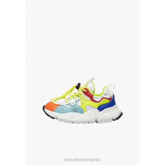 copii Naturino galben turcoaz-fluo yamano 3 junior. adidași din piele ecologică și țesătură tehnică 4J4P34