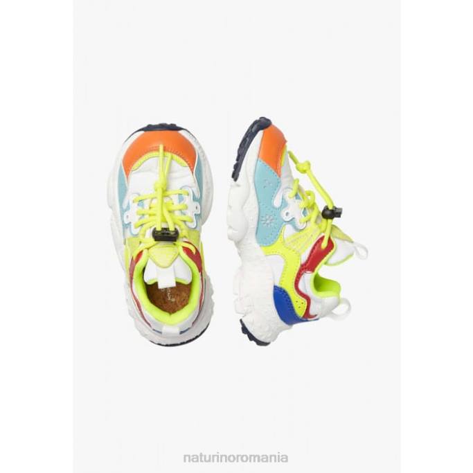 copii Naturino galben turcoaz-fluo yamano 3 junior. adidași din piele ecologică și țesătură tehnică 4J4P34