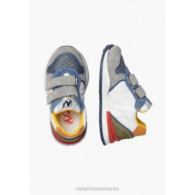 copii Naturino gri-alb argal vl adidasi din piele intoarsa si stofa 4J4P379