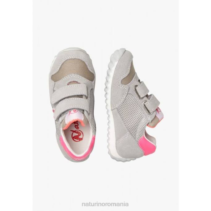 copii Naturino gri-fucsia sammy 2 vl. adidași din piele și material textil 4J4P517