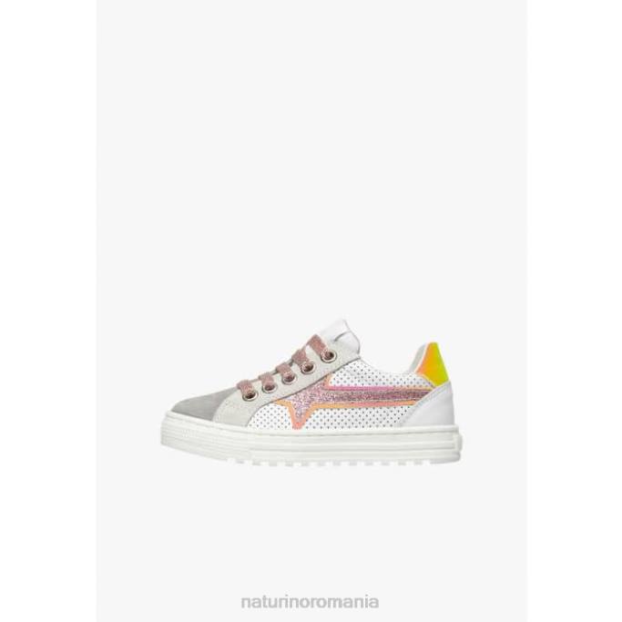 copii Naturino gri-roz fermoar blitz. adidași din piele și piele de căprioară 4J4P423