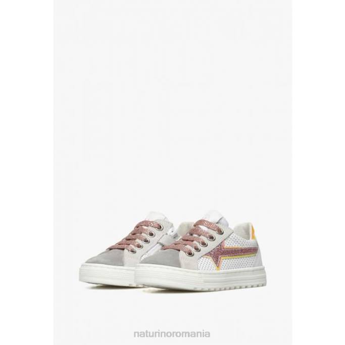 copii Naturino gri-roz fermoar blitz. adidași din piele și piele de căprioară 4J4P423