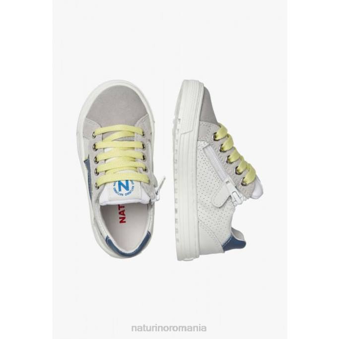 copii Naturino gri-verde fluo fermoar blitz. adidași din piele și piele de căprioară 4J4P387