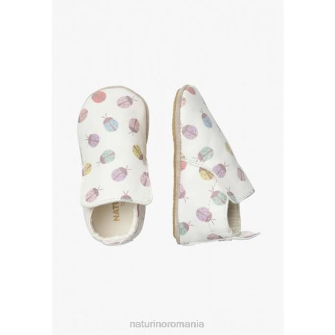 bebelus Naturino cremă plumard pantofi de patut cu imprimeu de buburuza 4J4P6