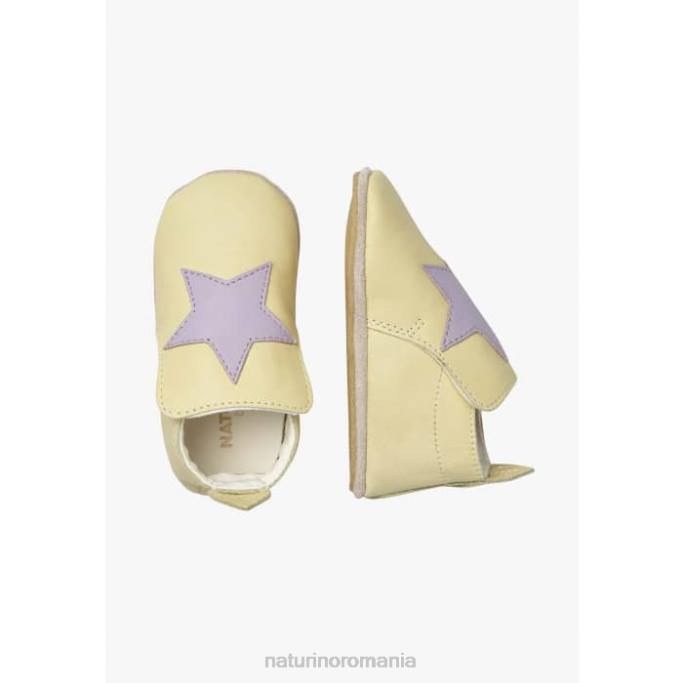 bebelus Naturino galben myjy pantofi de pătuț din piele 4J4P17