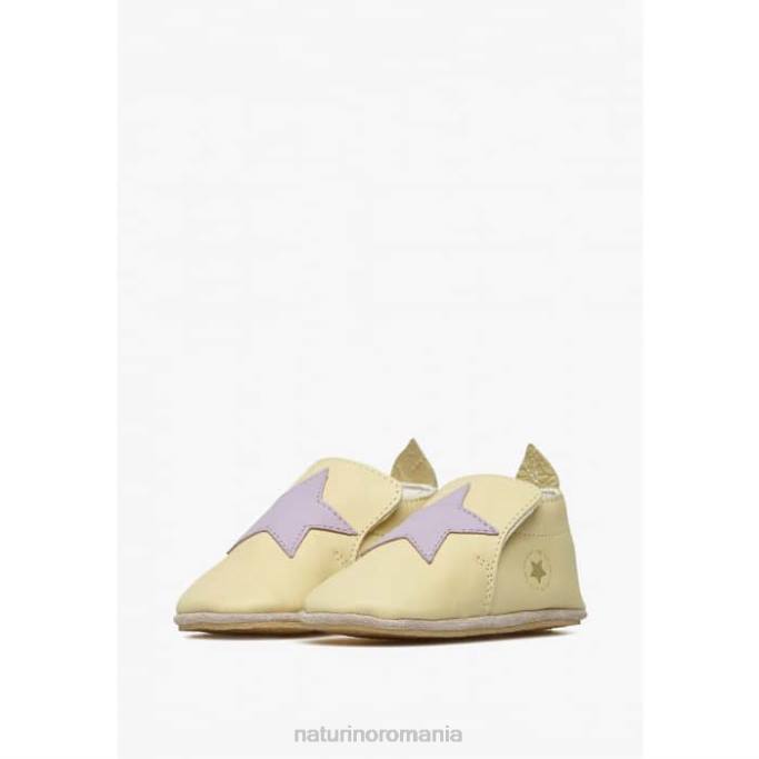 bebelus Naturino galben myjy pantofi de pătuț din piele 4J4P17