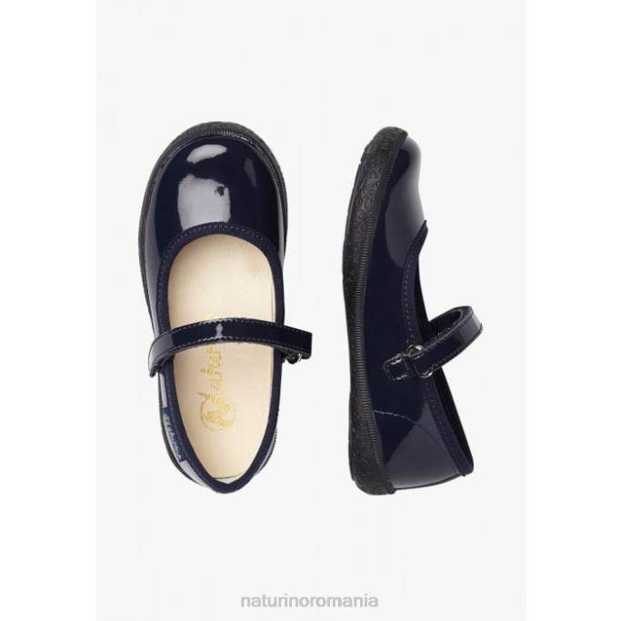 copii Naturino albastru pavia balerini cu bretele din piele lacuita 4J4P539