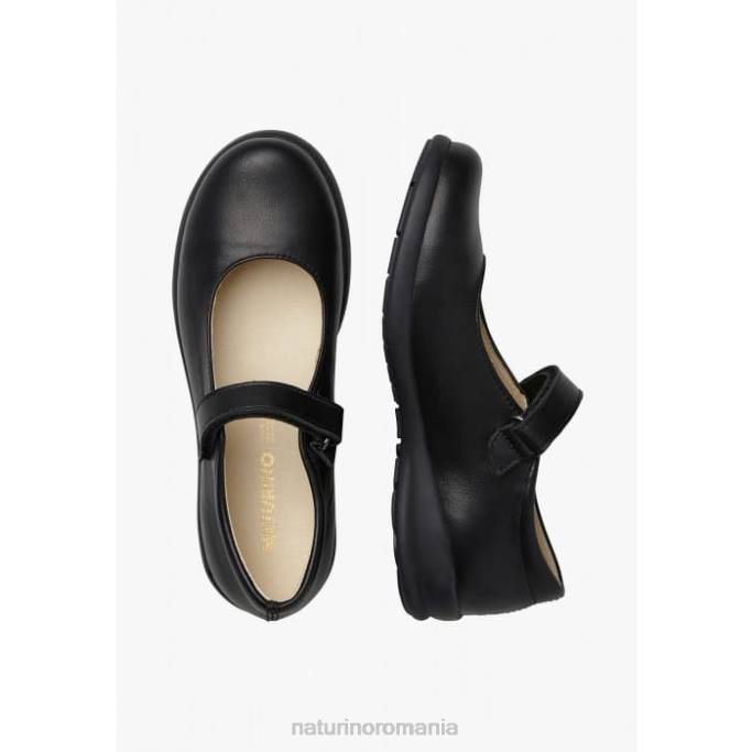 copii Naturino negru catania balerini cu bretele din piele de vitel 4J4P532