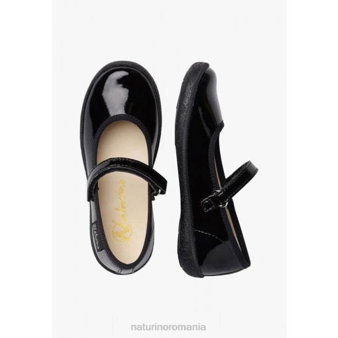 copii Naturino negru pavia balerini cu bretele din piele lacuita 4J4P540