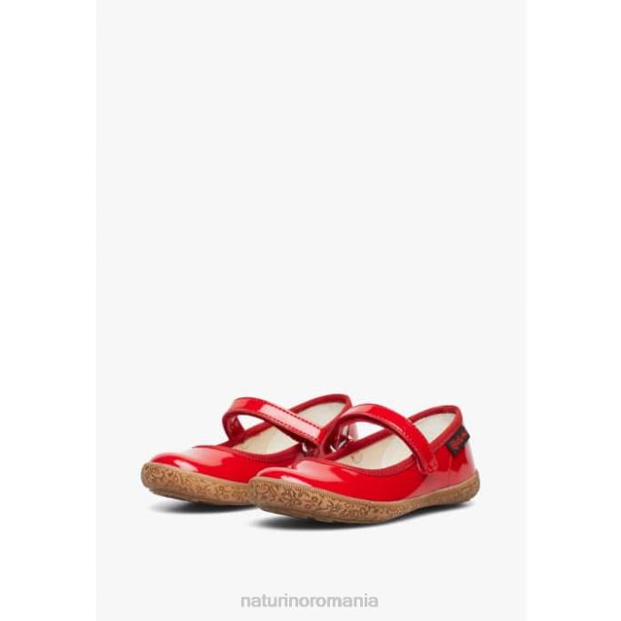 copii Naturino roșu pavia balerini cu bretele din piele lacuita 4J4P538