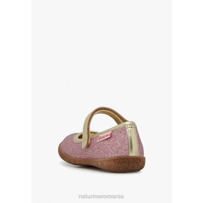 copii Naturino roz-platină pavia balerini cu sclipici cu curea 4J4P526