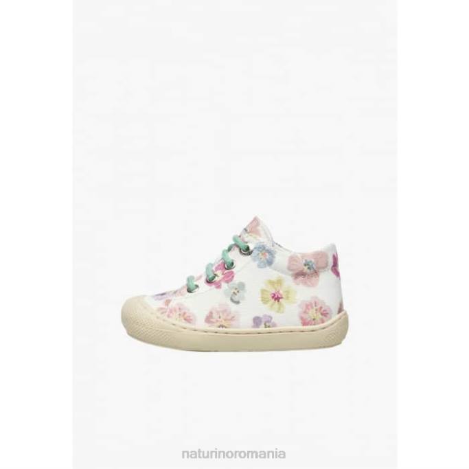 copii Naturino alb cocon pantofi prim pas din panza cu imprimeu floral 4J4P157