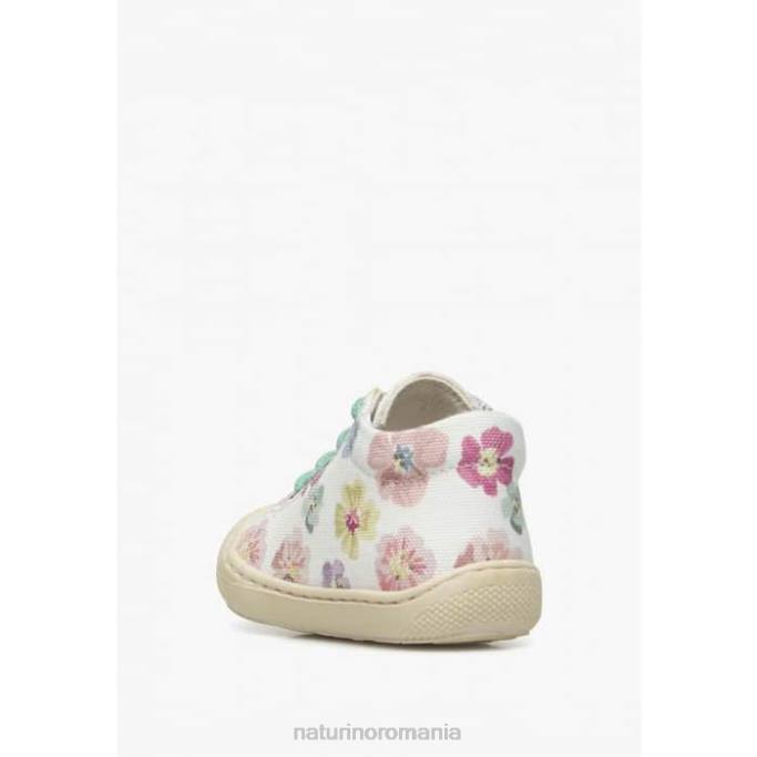 copii Naturino alb cocon pantofi prim pas din panza cu imprimeu floral 4J4P157