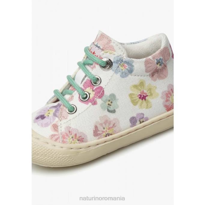 copii Naturino alb cocon pantofi prim pas din panza cu imprimeu floral 4J4P157