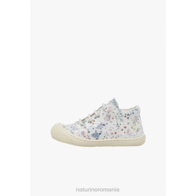 copii Naturino alb cocon pantofi primul pas din piele intoarsa imprimata 4J4P55