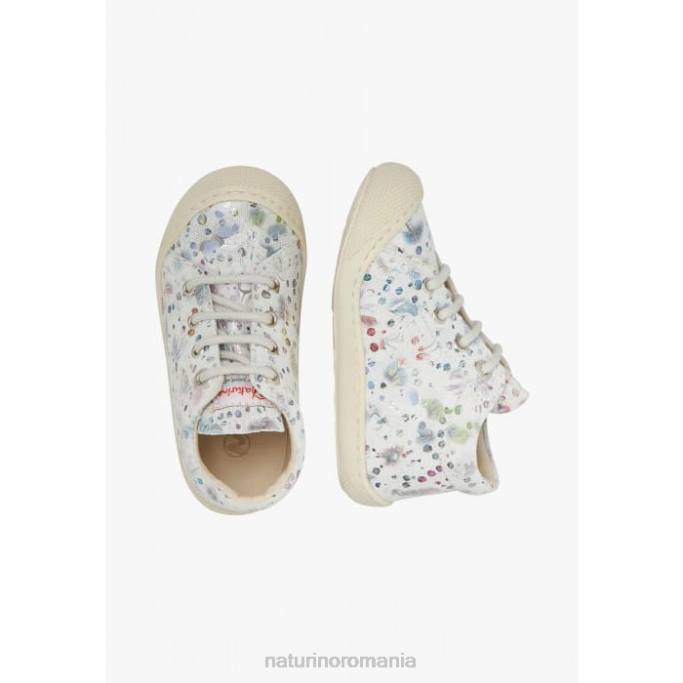 copii Naturino alb cocon pantofi primul pas din piele intoarsa imprimata 4J4P55