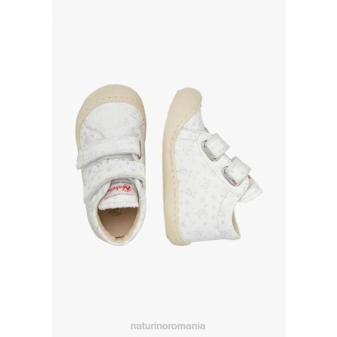 copii Naturino alb cocon vl pantofi de prim pas din material textil cu imprimeu trandafiri 4J4P164