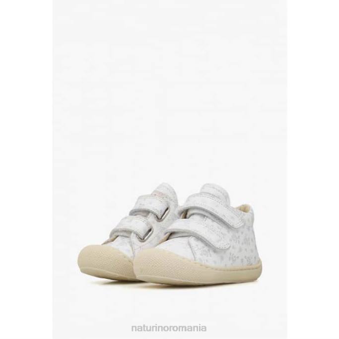 copii Naturino alb cocon vl pantofi de prim pas din material textil cu imprimeu trandafiri 4J4P164