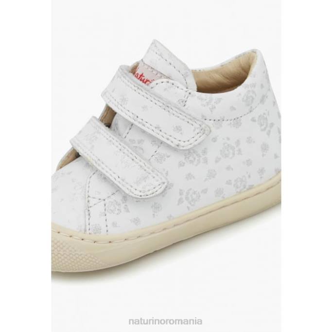 copii Naturino alb cocon vl pantofi de prim pas din material textil cu imprimeu trandafiri 4J4P164