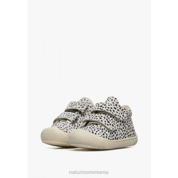 copii Naturino alb negru cocon vl pantofi primii pasi din piele intoarsa cu imprimeu ponei 4J4P93