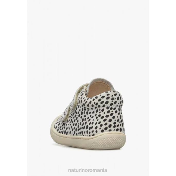 copii Naturino alb negru cocon vl pantofi primii pasi din piele intoarsa cu imprimeu ponei 4J4P93