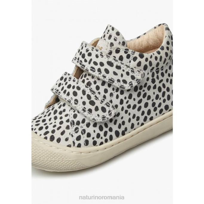 copii Naturino alb negru cocon vl pantofi primii pasi din piele intoarsa cu imprimeu ponei 4J4P93
