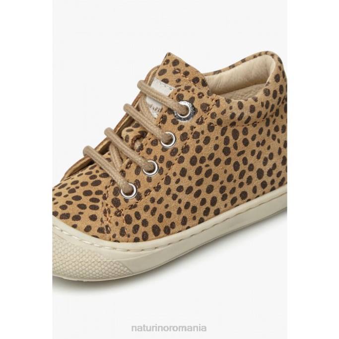 copii Naturino bej-negru cocon pantofi primii pasi din piele intoarsa cu imprimeu ponei 4J4P91