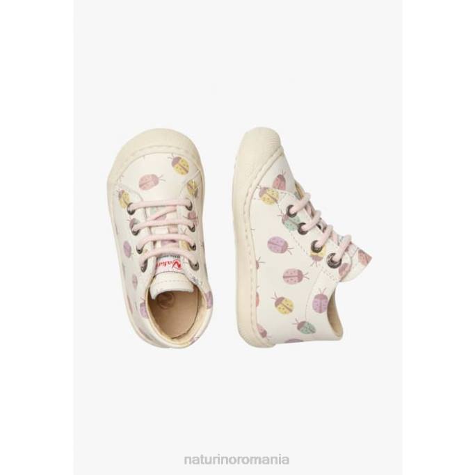 copii Naturino cremă cocon papuci pentru copii mici din piele cu imprimeu buburuza 4J4P104