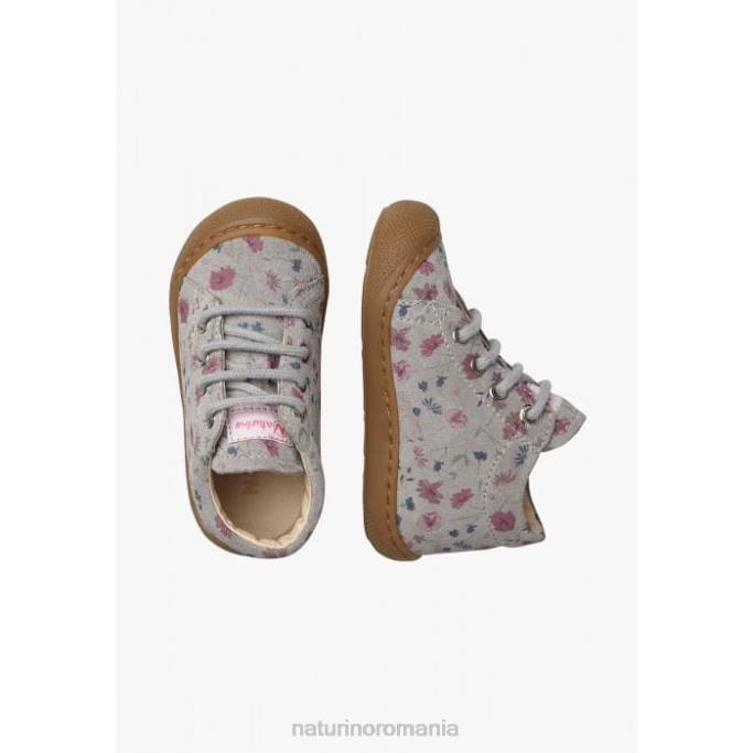 copii Naturino gri cocon pantofi pentru copii mici din piele intoarsa cu imprimeu floral 4J4P190