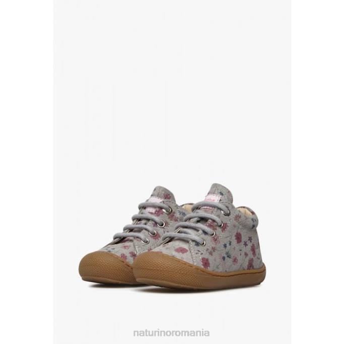 copii Naturino gri cocon pantofi pentru copii mici din piele intoarsa cu imprimeu floral 4J4P190