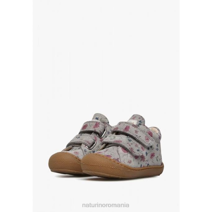 copii Naturino gri cocon vl pantofi primii pasi din piele intoarsa imprimeu flori 4J4P189