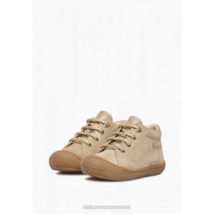 copii Naturino platină cocon pantofi pentru primul pas din piele intoarsa cu sclipici 4J4P209