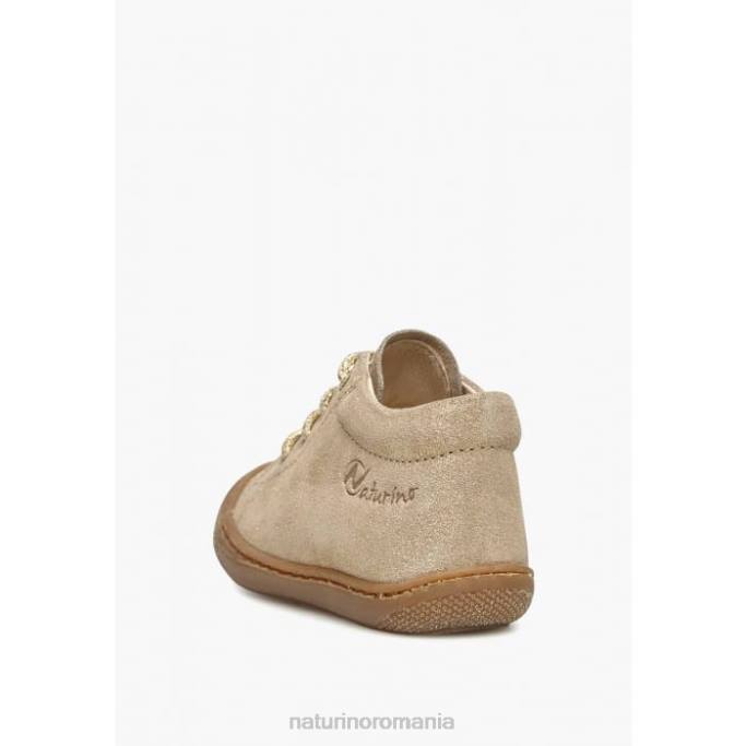 copii Naturino platină cocon pantofi pentru primul pas din piele intoarsa cu sclipici 4J4P209