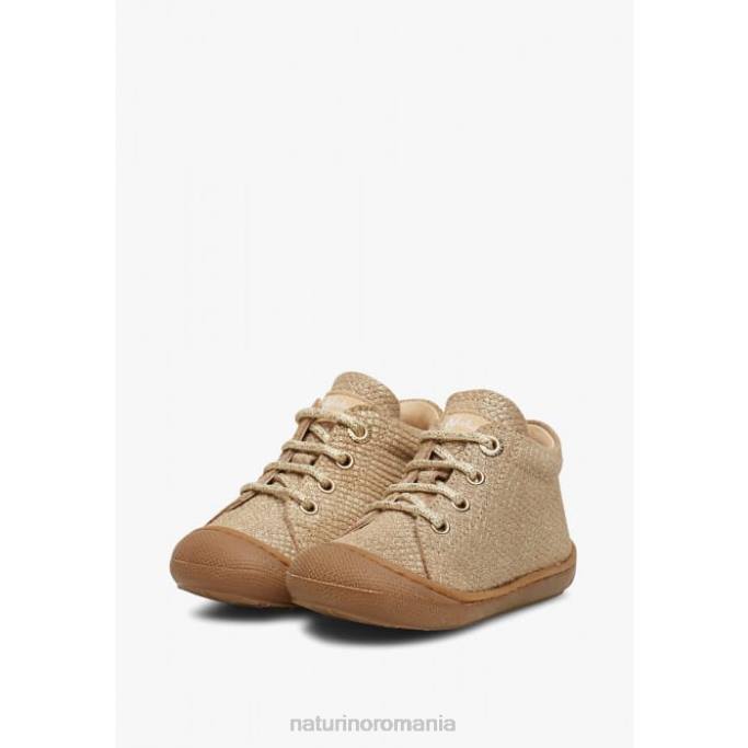 copii Naturino platină cocon pantofi pentru primul pas din piele intoarsa laminata 4J4P225