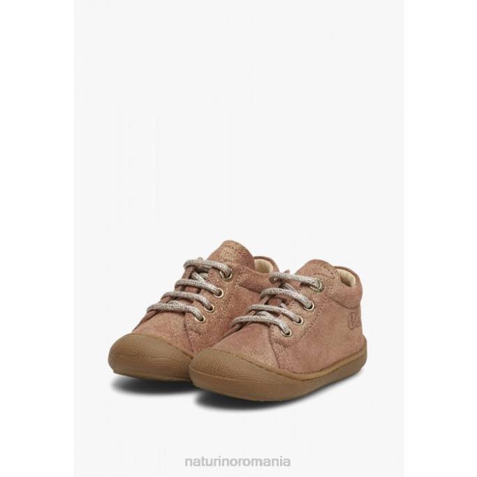 copii Naturino roz antic cocon pantofi pentru primul pas din piele intoarsa cu sclipici 4J4P122