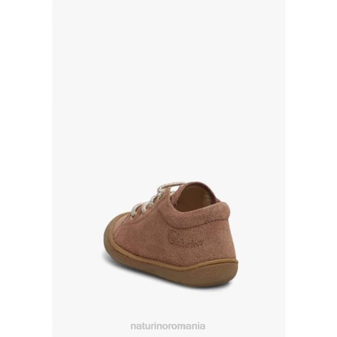 copii Naturino roz antic cocon pantofi pentru primul pas din piele intoarsa cu sclipici 4J4P122