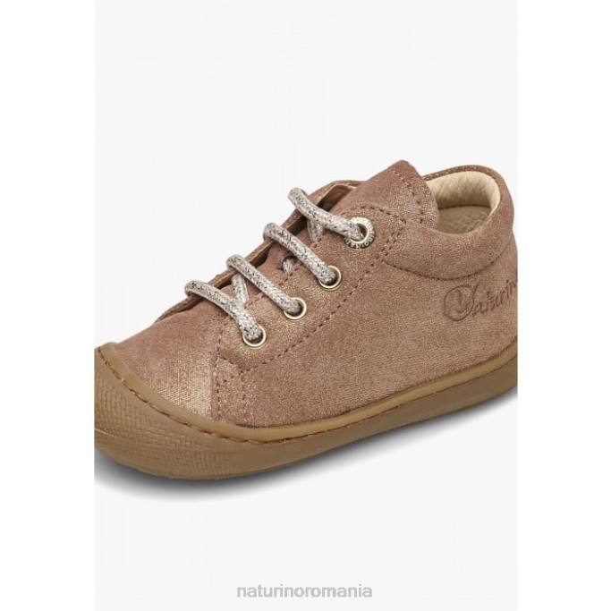 copii Naturino roz antic cocon pantofi pentru primul pas din piele intoarsa cu sclipici 4J4P122