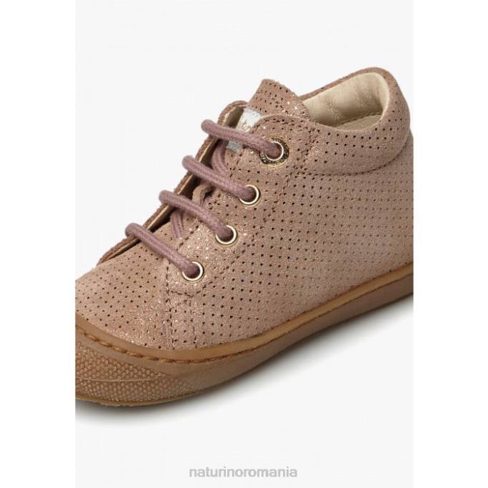 copii Naturino roz antic cocon pantofi pentru primul pas din piele intoarsa laminata 4J4P119