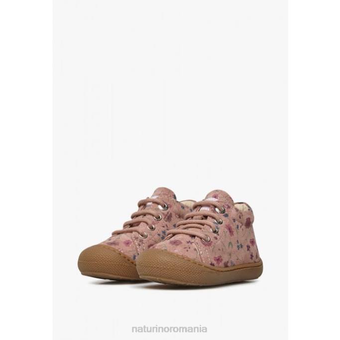 copii Naturino roz antic cocon papuci pentru copii mici din piele intoarsa cu imprimeu floral 4J4P188
