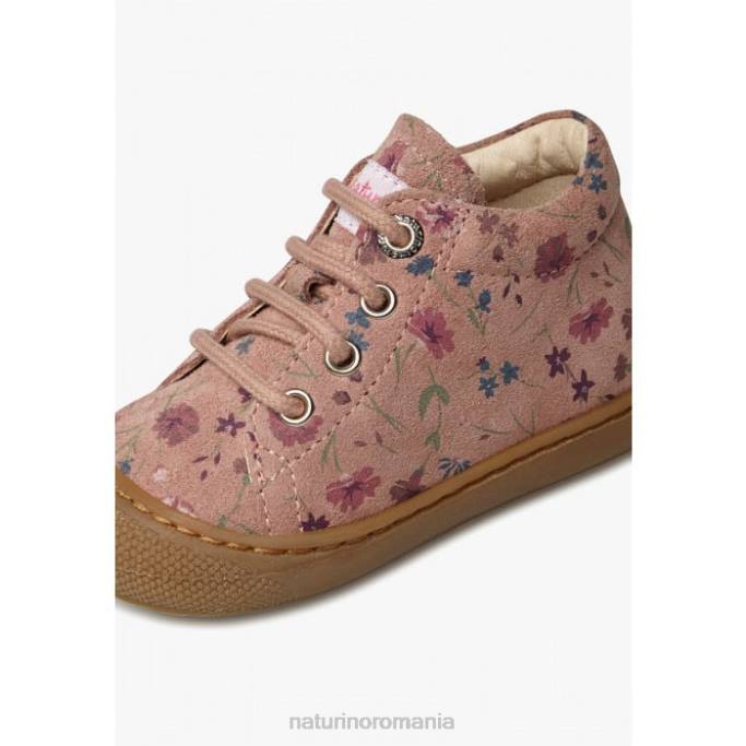 copii Naturino roz antic cocon papuci pentru copii mici din piele intoarsa cu imprimeu floral 4J4P188