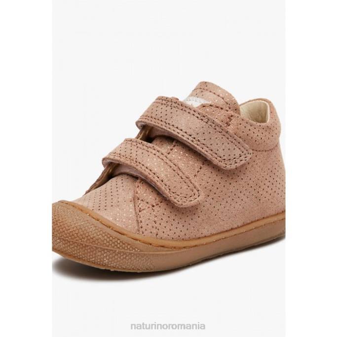 copii Naturino roz antic cocon vl pantofi pentru primul pas din piele intoarsa cu sclipici 4J4P193