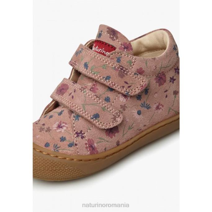 copii Naturino roz antic cocon vl pantofi primii pasi din piele intoarsa cu imprimeu flori 4J4P52