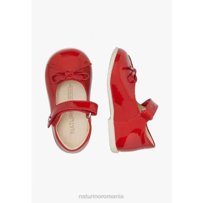 copii Naturino roșu balet balerini cu bretele din piele lacuita 4J4P299