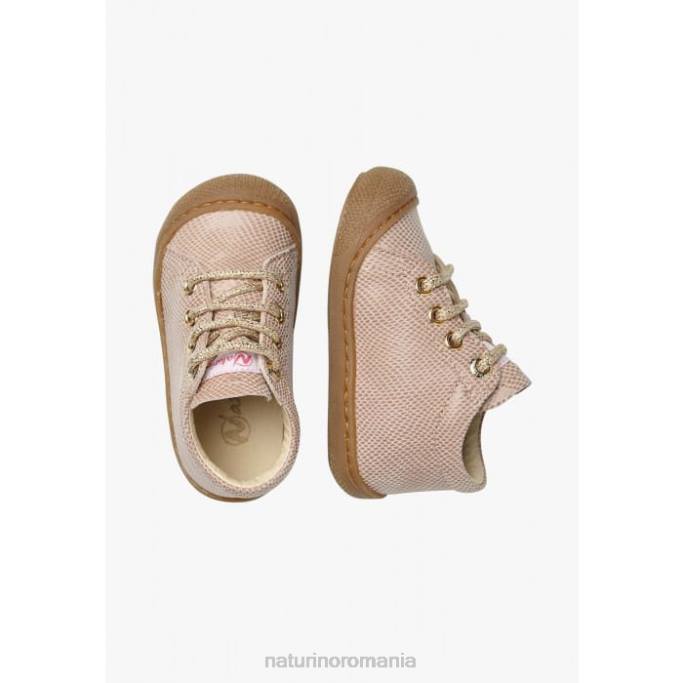 copii Naturino roz pudra cocon pantofi primul pas din piele cu imprimeu reptile 4J4P256