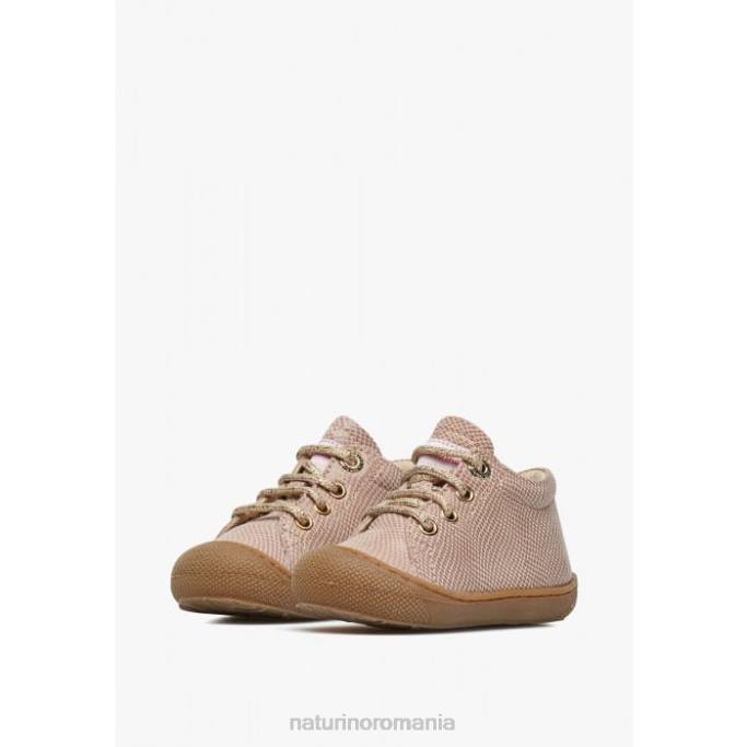 copii Naturino roz pudra cocon pantofi primul pas din piele cu imprimeu reptile 4J4P256