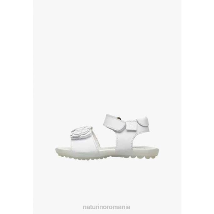 copii Naturino alb begonie sandale din piele cu flori aplicate 4J4P246