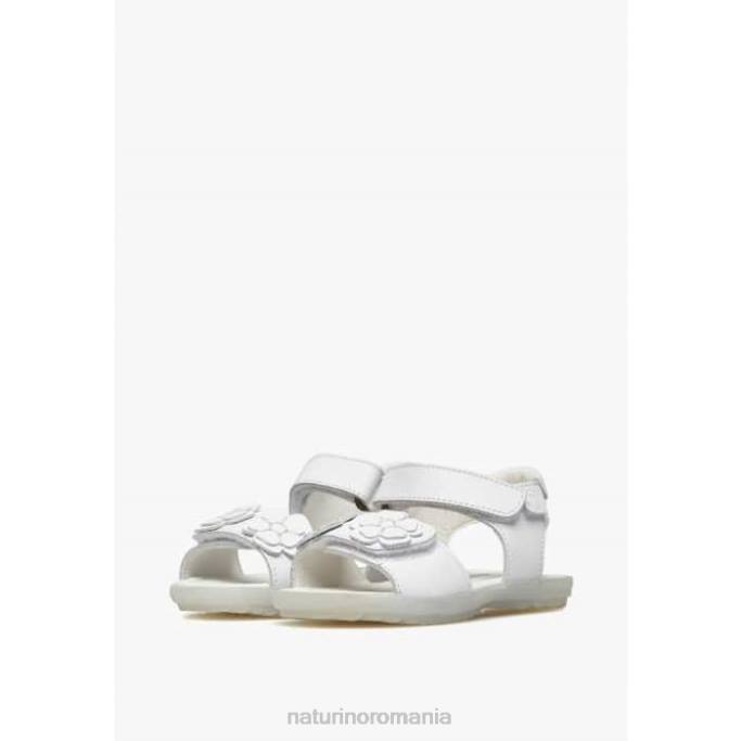 copii Naturino alb begonie sandale din piele cu flori aplicate 4J4P246