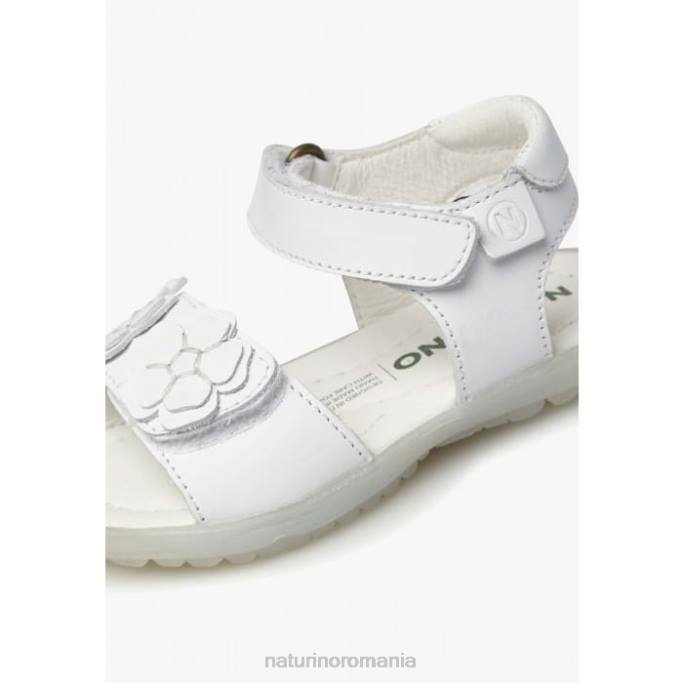 copii Naturino alb begonie sandale din piele cu flori aplicate 4J4P246