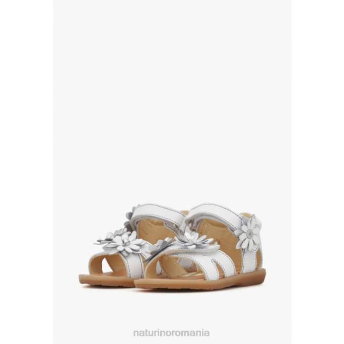 copii Naturino alb giamima sandale din piele cu flori aplicate 4J4P253