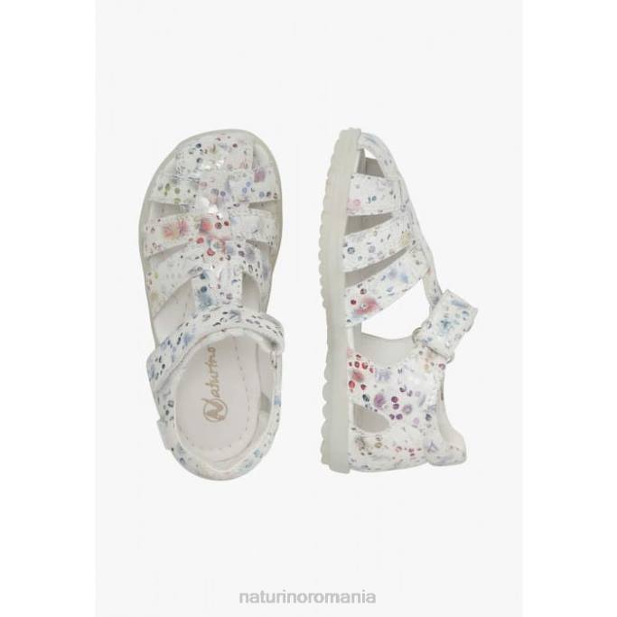copii Naturino alb vedea sandale semi-închise din piele intoarsa 4J4P328